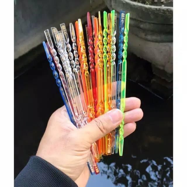 

(Allthebest) 12 pcs (1 lusin) Kalam Tuding Penunjuk Ngaji Iqro Hitam Multiwarna Plastik