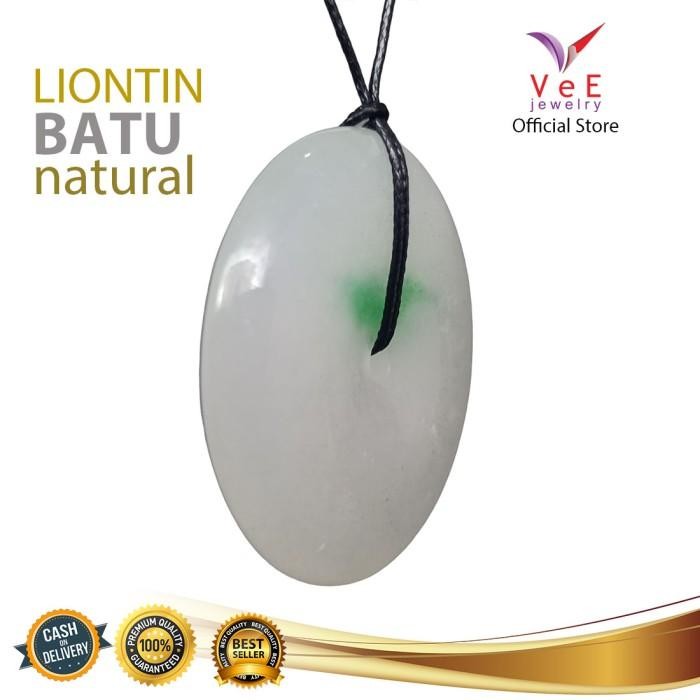New // Kalung Liontin Batu Giok Asli Cina Donat Jumbo Putih Hijau - Vee // 100% Original