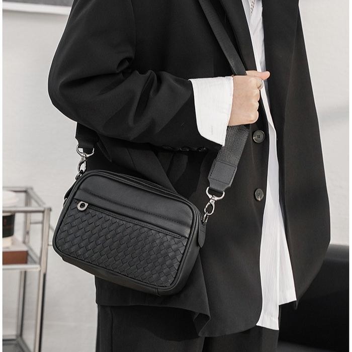 Leather Concept TONIE Tas Selempang Pria Kulit Tas Kulit Cowok Tas Pria Tas Jalan hitam cowok