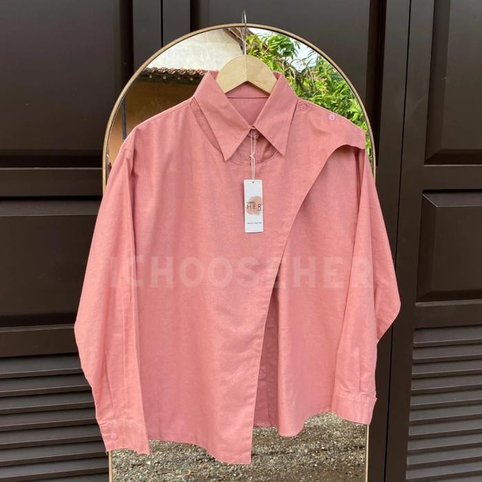 Hawa Shirt - Kemeja Wanita n Oversize Atasan Slempang Wanita Katun Lengan Panjang