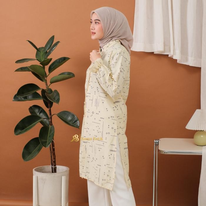 RAMABATIK - Batik Couple Baju Batik Couple Modern Motif Matrix Cream