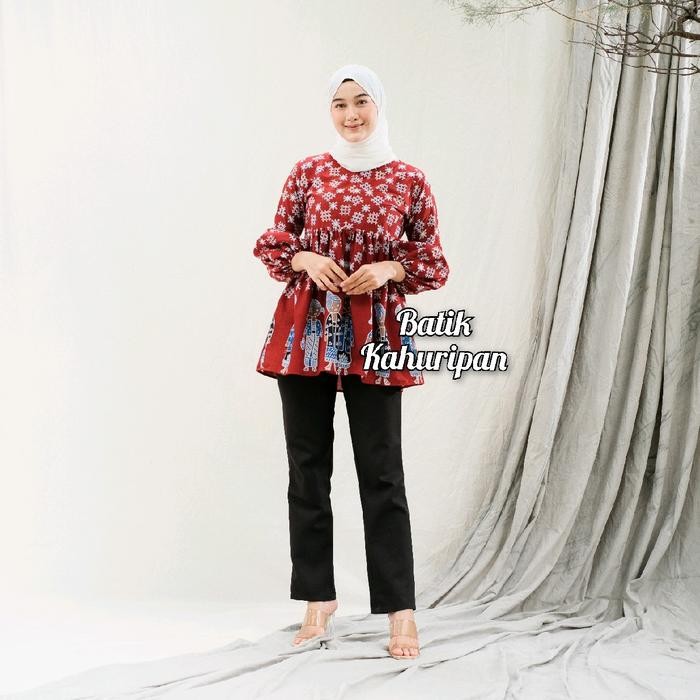 Batik Wanita Kekinian Atasan Batik Wanita Motif Bu Tejo Hitam