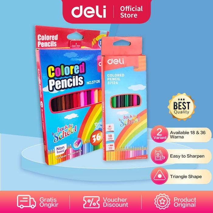 

SARI Deli Colored Pencsil / Pensil Warna 34 Warna Bentuk Segitiga E37126