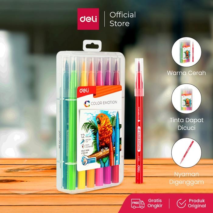 

SARI Deli Ec10304 Felt Pen Soften Brush Tip 12 Colors