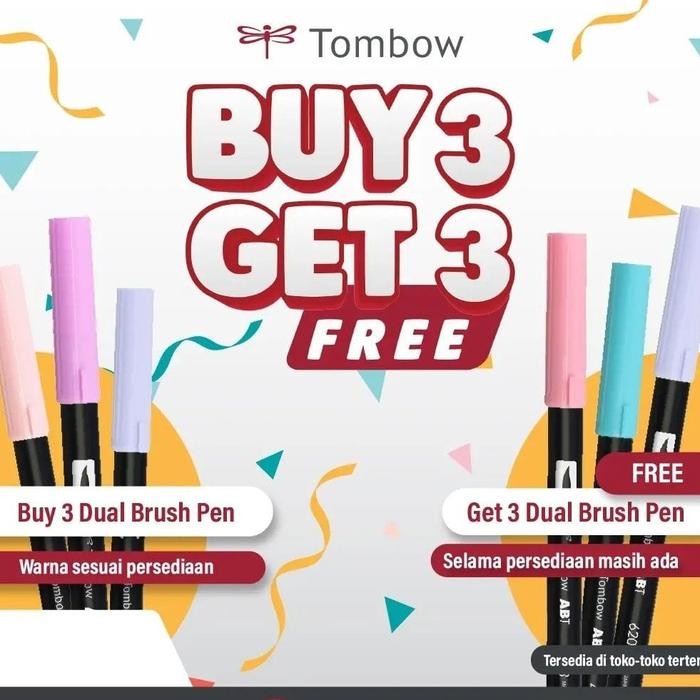 

SARI Abt Tombow Buy 3 Get 3 Abt Dual Brush Pen ( Bonus Random ) Kuas Pena