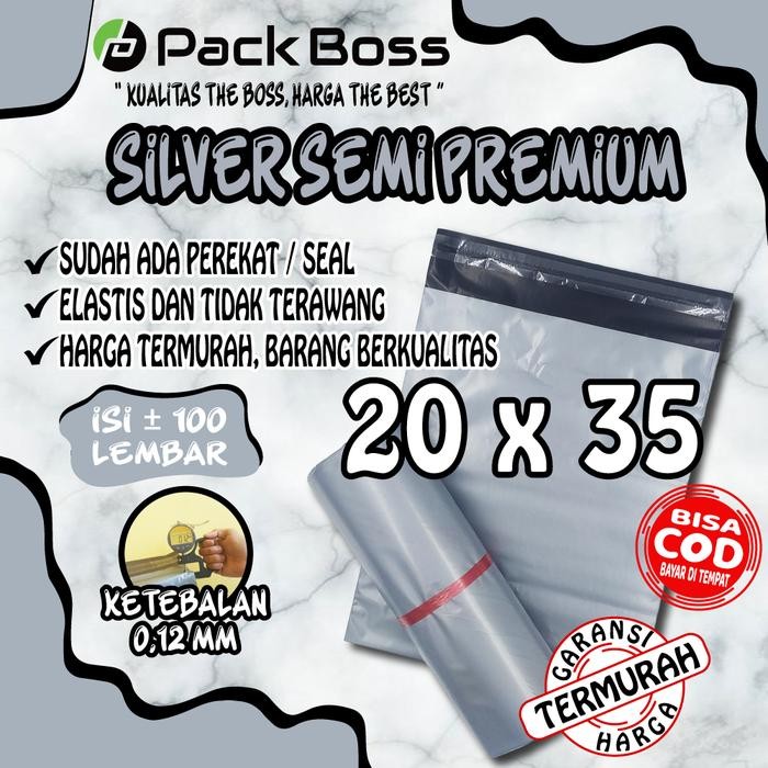 

5WUM 20X35 Silver Semi Premium Polymailer Packaging Online Ada Perekat