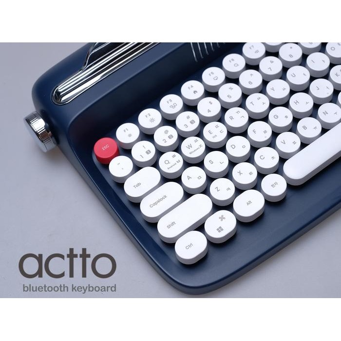 ACTTO KEYBOARD BLUETOOTH WIRELESS KEYBOARD RETRO TYPEWRITER NAVY
