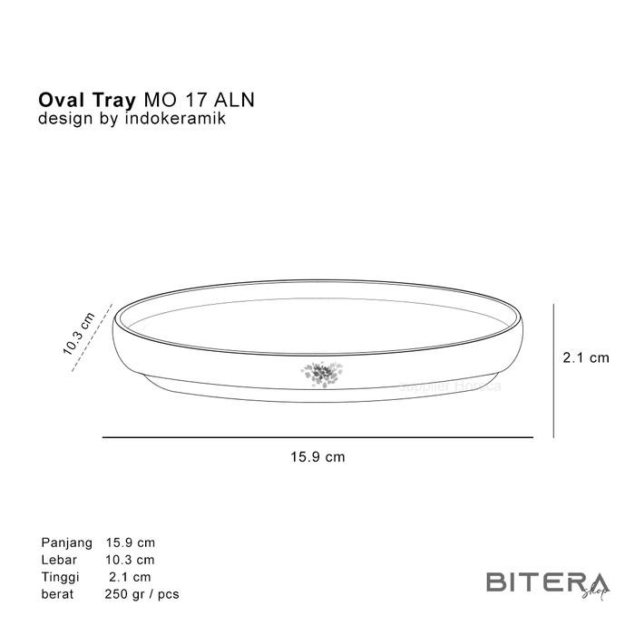 BSKU Oval Tray Stoneware 15.9Cm (1Pcs) Indo Keramik / Piring Oval / Piring Stoneware /
