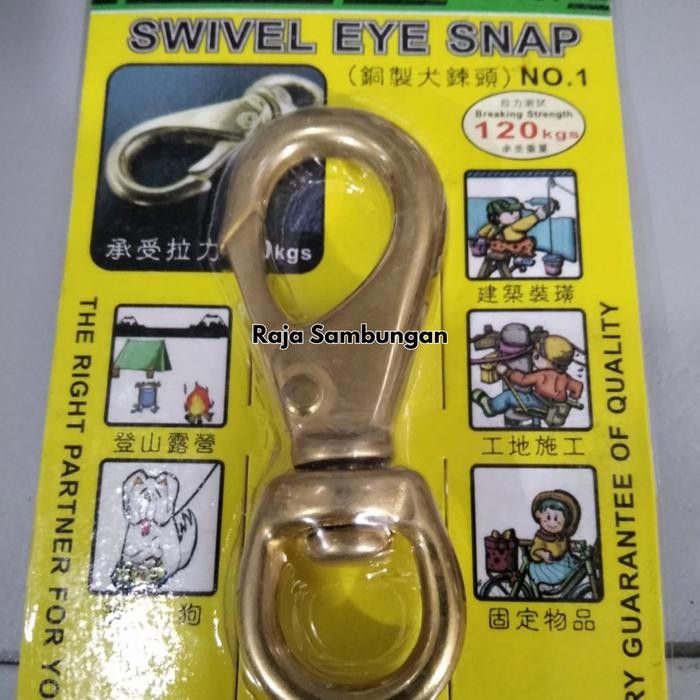 Swivel Eye Snap No 1 Kuningan Kuat Beban Maximal 120 Kg Jepitan Pengait Rantai Seling Sling Hook