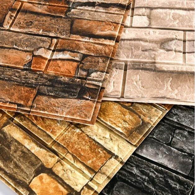 Wallpaper Dinding Foam 3D Batu Alam Hitam 70x77 cm 10 Lembar