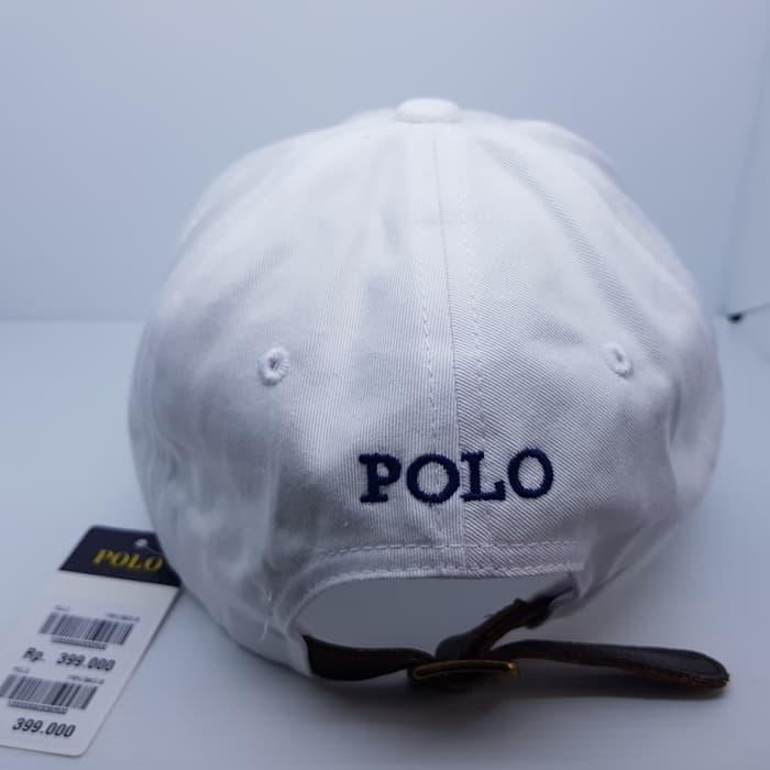 Cap Polo Putih Leather Strap Original (Topi Polo) - Putih