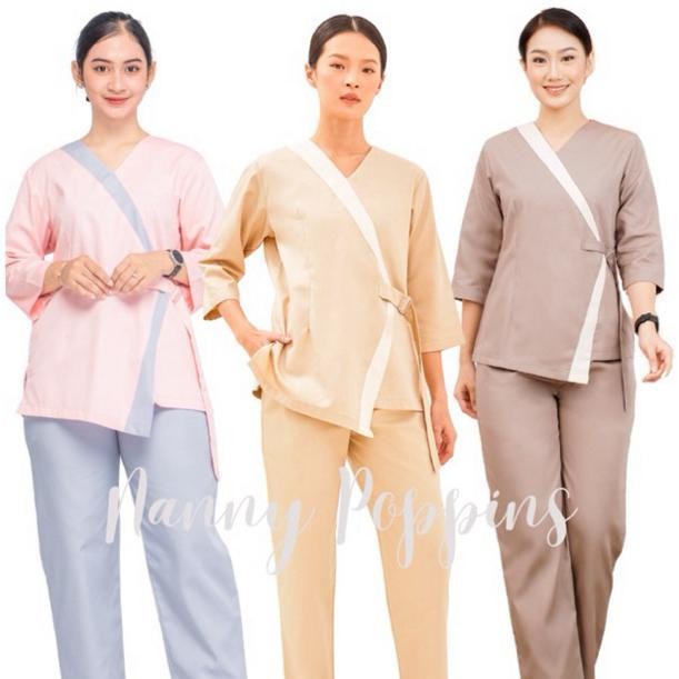 Florence 7/8 Sleeves Uniform/ Seragam Klinik/ Baju Suster/ Nanny Uniform/ Spa Hotel Uniform
