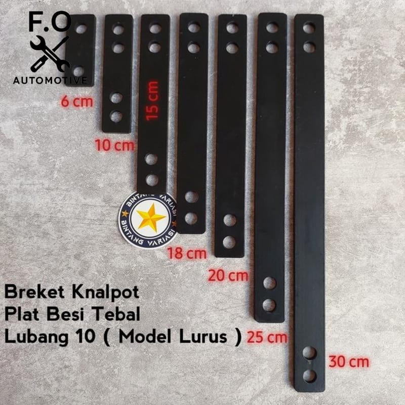 Breket Knalpot Plat Besi Tebal Lubang 10mm Lurus Universal Motor