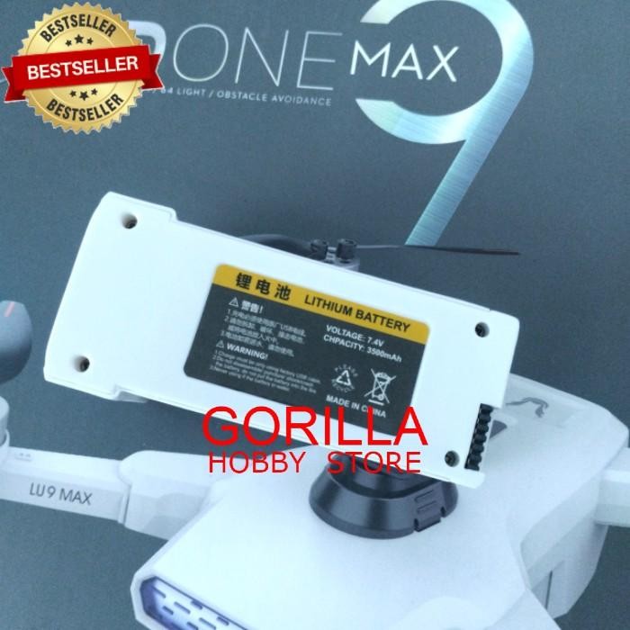 PART BATERAI DRONE LU9 MAX LIPO 7.4V 3500MAH PROPELLER MOTOR BRUSHLESS
