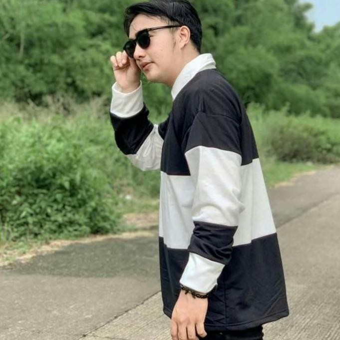 Kaos vintage Rugby Pria Kaos Polo Lengan Panjang Pria Wanita