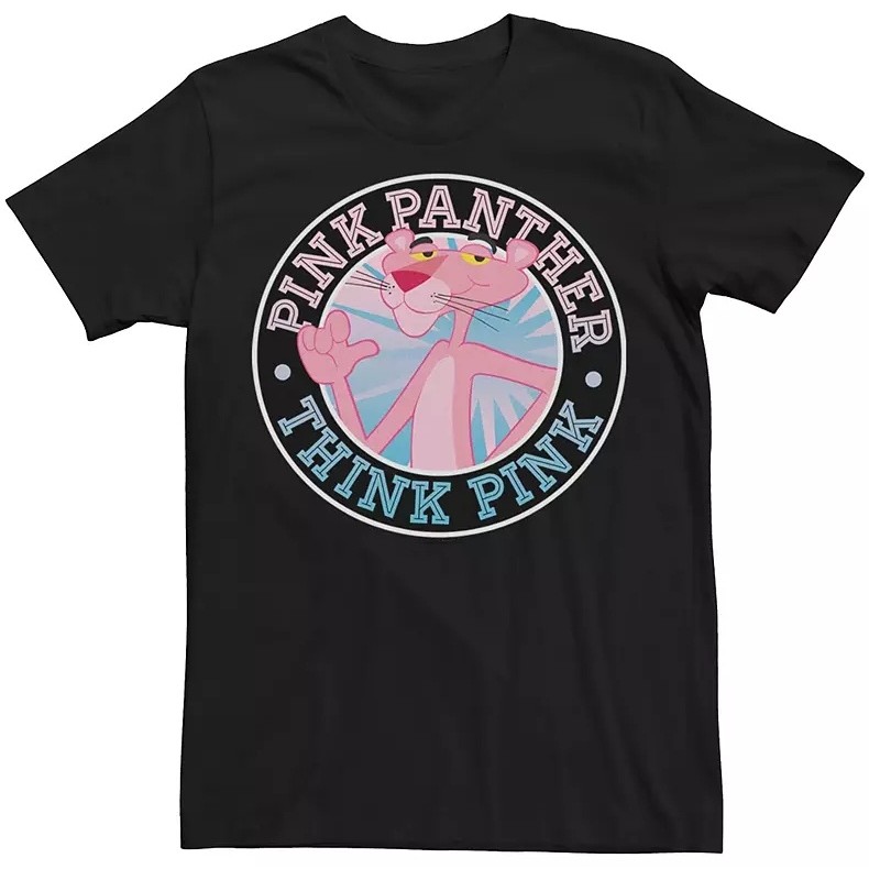 Kaos Pink Panther Think Pink Katun CrewNeck Unisex Pria Wanita