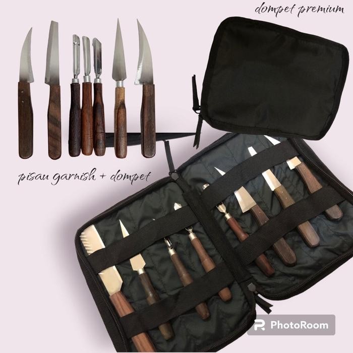 

Pisau garnish lengkap dan dompet / pisau ukir buah dan sayur / pisau tumpeng / pisau carving /