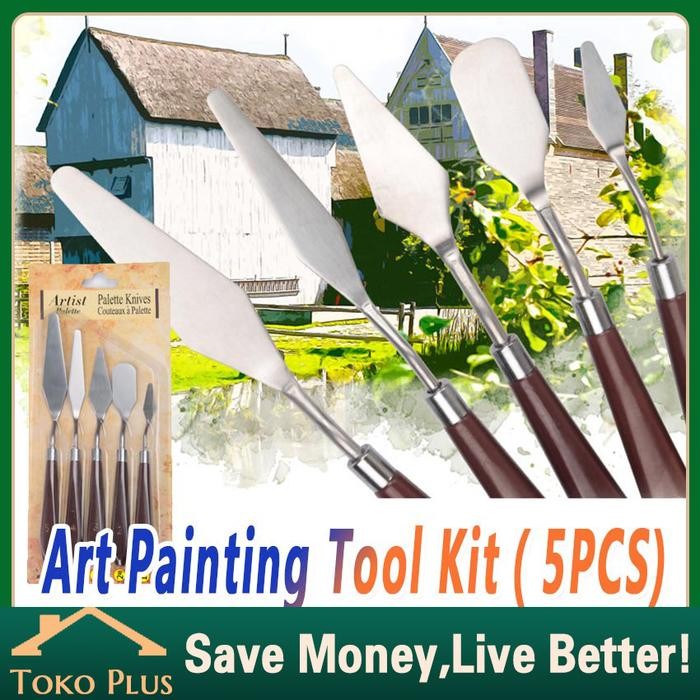 

5PCS/SET PALETE PISAU SPATULA DEKORASI KUE LUKIS UKIR SPATULA PALET