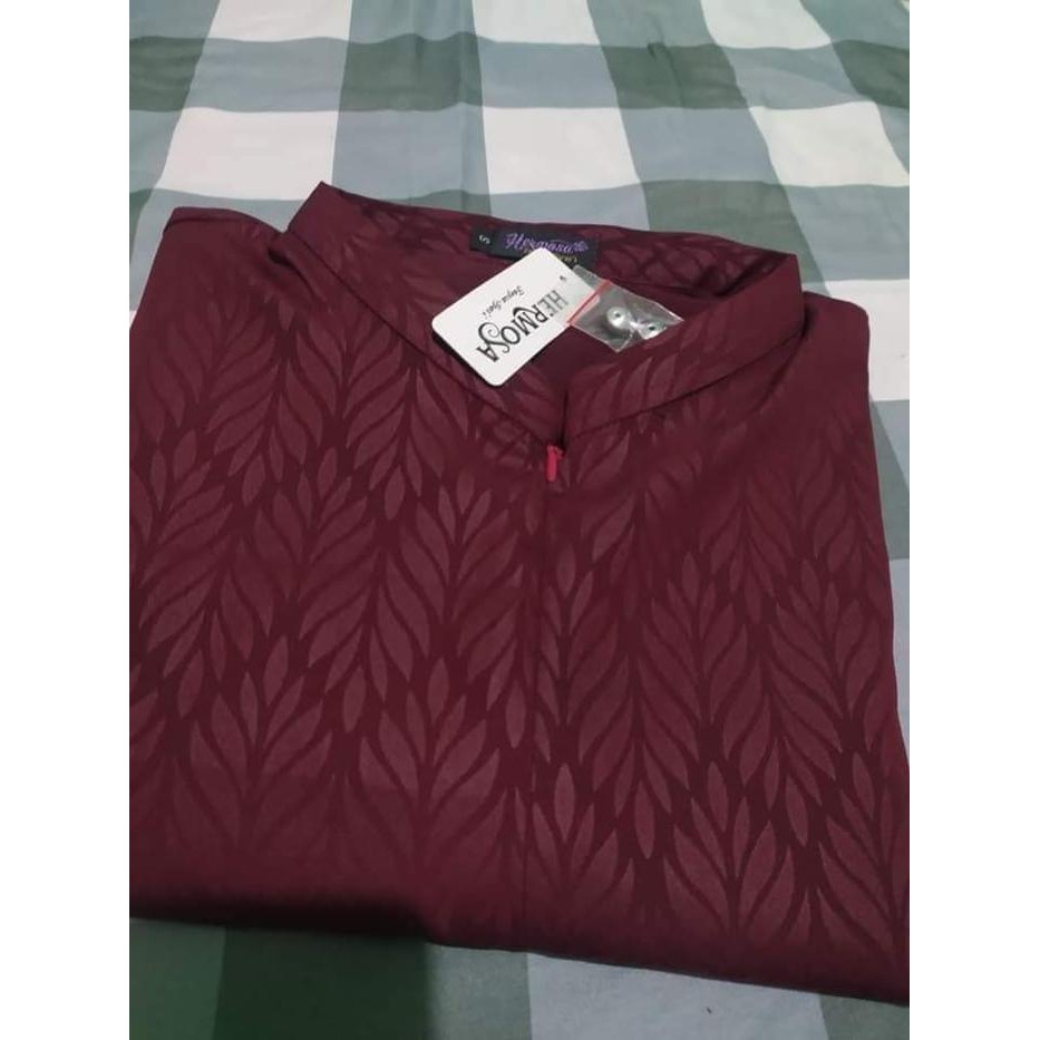 (Hermosa) Gamis Embos Hermosa Motif Padi Warna Marun-Gamis Wanita Merah Marun-Gamis Merah