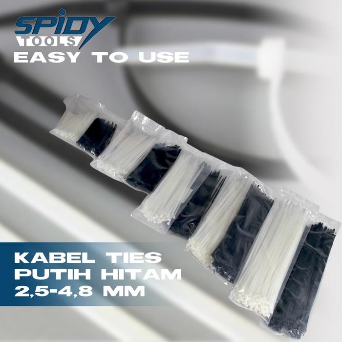 

Kabel Tis Putih Hitam 2,5-4,8mm Pengikat Nylon Cable Ties 100pcs