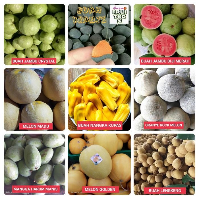 

ASLI Buah Lokal Premium Buah Kranji Mangga Melon Nangka Lengkeng Red Guava: Jambu Manis Zuriat Buah