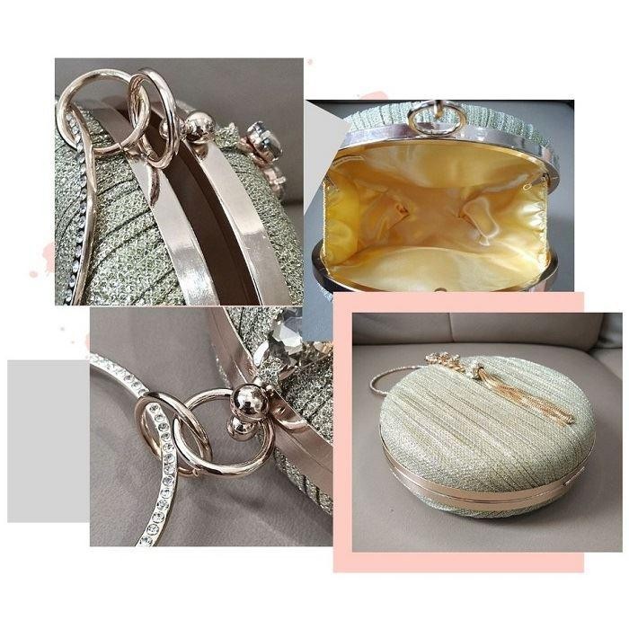 Clutch Bag Gd19649 Tas Pesta Kondangan Bulat Rantai Wanita Elegan