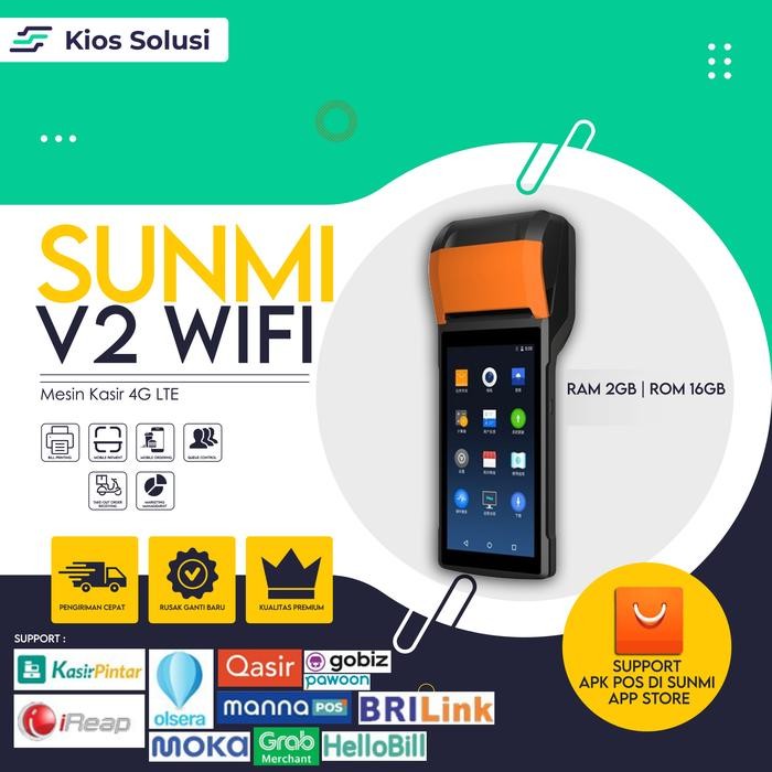 Mesin Kasir Sunmi V2 4G LTE Mesin Kasir Android RAM 2/16GB