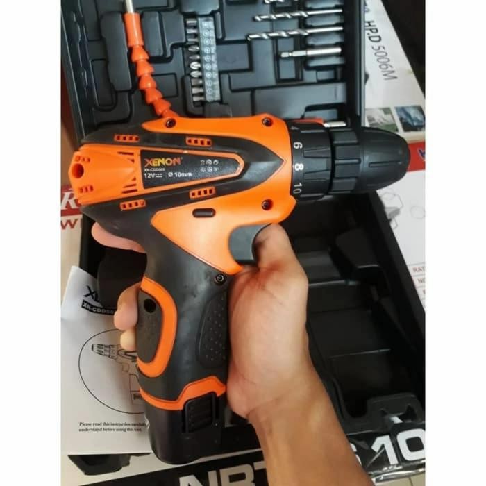xenon cdd505 bor cordless 12v charger besi kayu drill obeng cdd 505