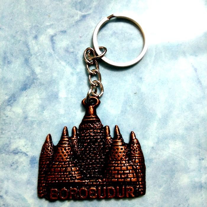Souvenir Gantungan Kunci BOROBUDUR (Gold chrome)