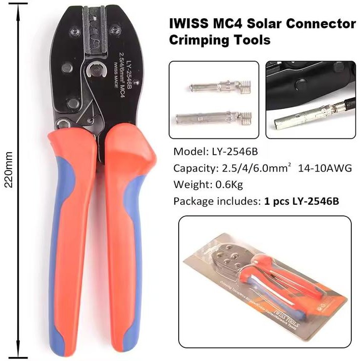 Unik Iwiss Tang Crimping Mc4 Connector Pv Cable Ly 2546B 2.5-6Mm2 Awg 14-10Awg