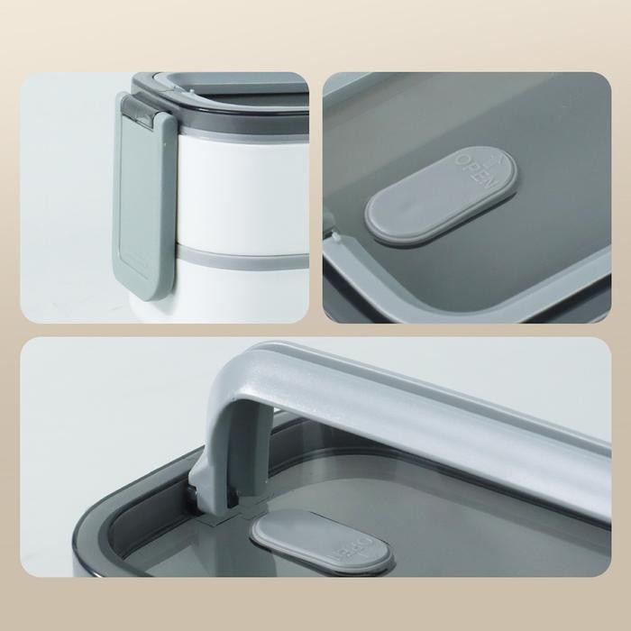 Terbaru Kotak Makan Nasi Bento Lunch Box Warna Putih Plastik Premium