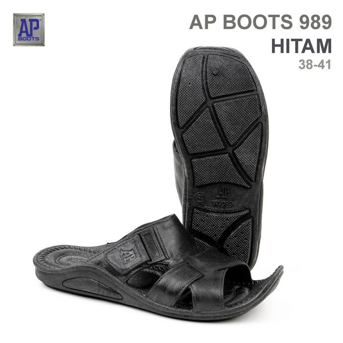 Ap Boots 989 Hitam - Sandal Selop Karet Sendal Pria