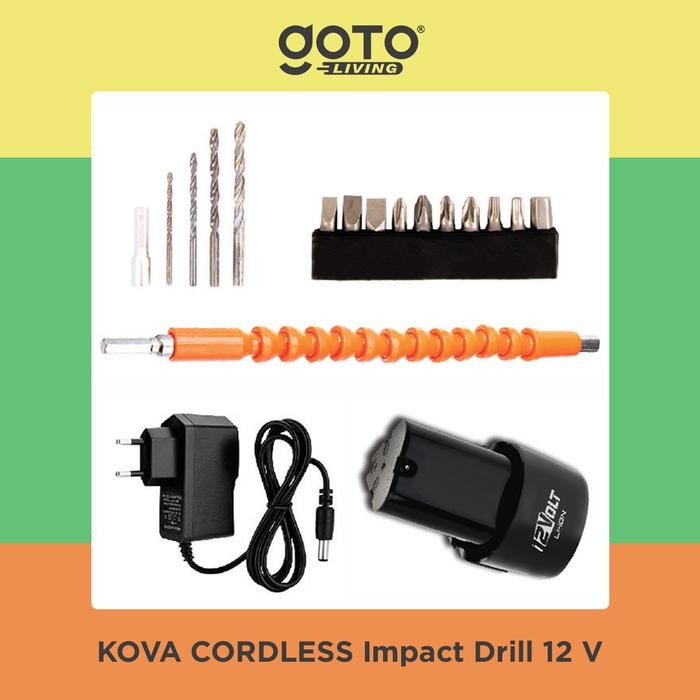 Kova Mesin Bor Baterai Tangan Cordless Drill 12V
