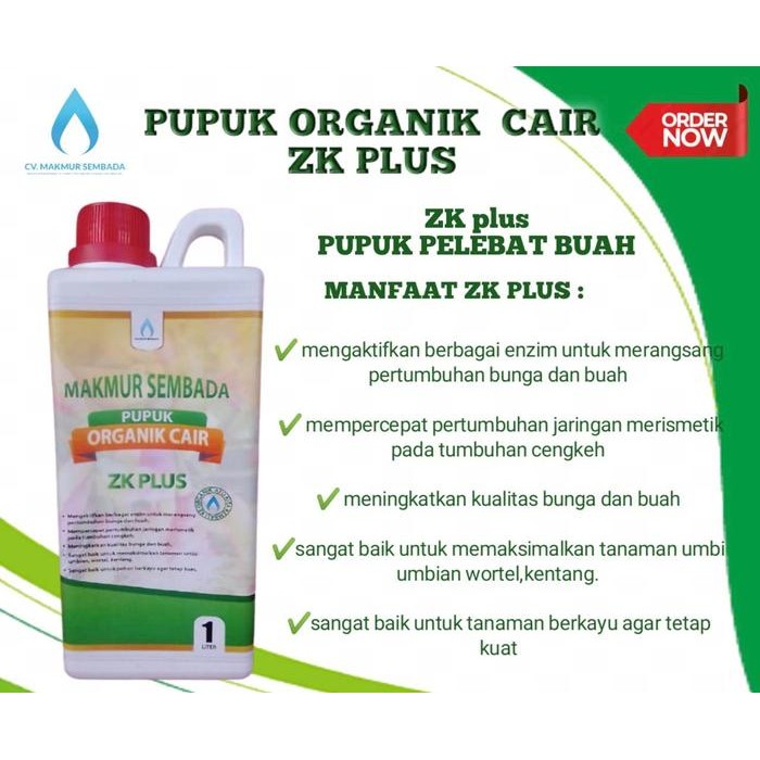 Jual Pupuk Organik Cair ZK Plus, Pupuk Kalium Spesialis Buah & Umbi 1 Liter