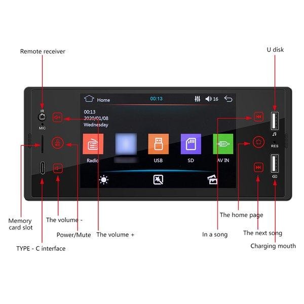 Tape mobil headunit single din layar 5 inch touchscreen bluetooth mirrorlink dual USB