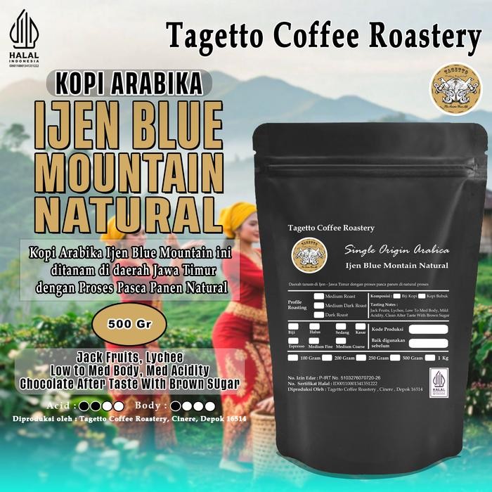 

Otten Flair - Biji Kopi Arabika Ijen Blue Mountain Natural 500Gr Arabica Bean Ground Bubuk 500 Gram