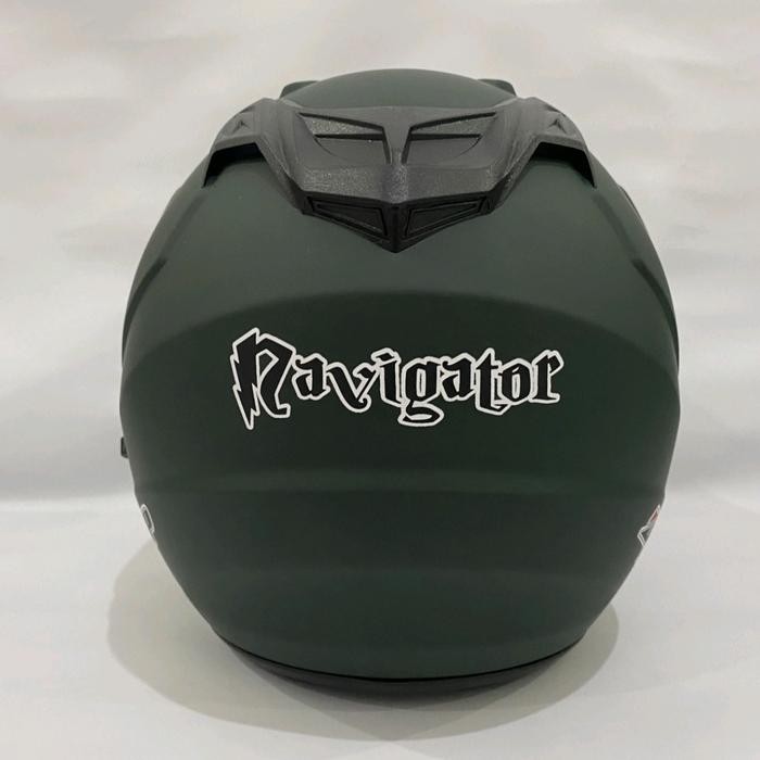 Helm Motor Jp 7 Polos Hijau Army Doff Dewasa Sudah Sni (Double Visor)