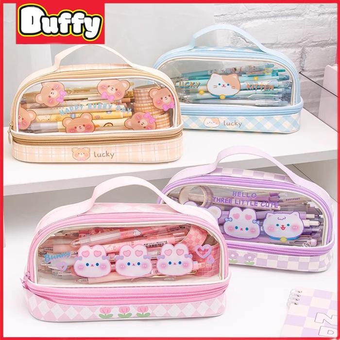 

Duffy toys Pencil Case Kapasitas Besar / Tas Pensil Dua Lapis / Tempat Pensil Bening / Kotak Pensil