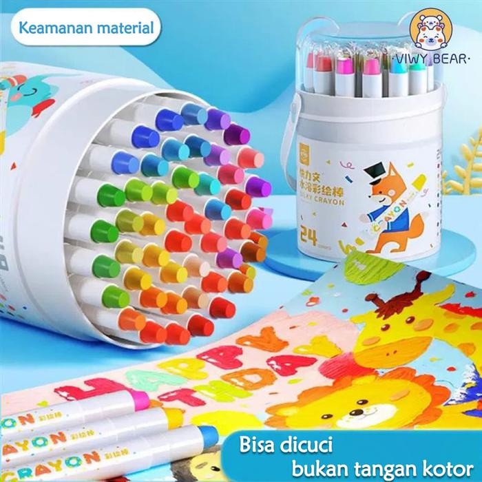 

Crayon Putar Washable 24/36 Color Crayon for Kids Tidak Beracun Yang Dapat Dicuci Seni Gambar Pastel