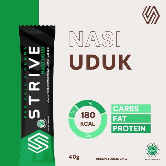 

Diskon! Promo Strive Nasi Uduk 40G Energy Bar 1 Box Isi 6Pcs