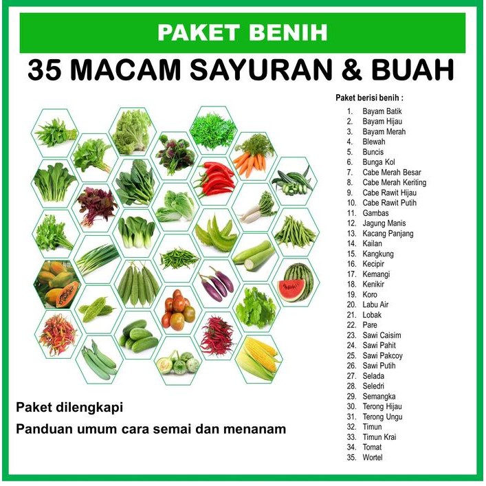 PAKET HEMAT BENIH TANAMAN SAYURAN 35 MACAM BIBIT TANAMAN SAYUR MU