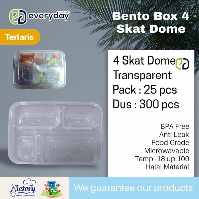 JT THINWALL BENTO DOME PLASTIK 4 SEKAT VICTORY KOTAK MAKAN KATERING