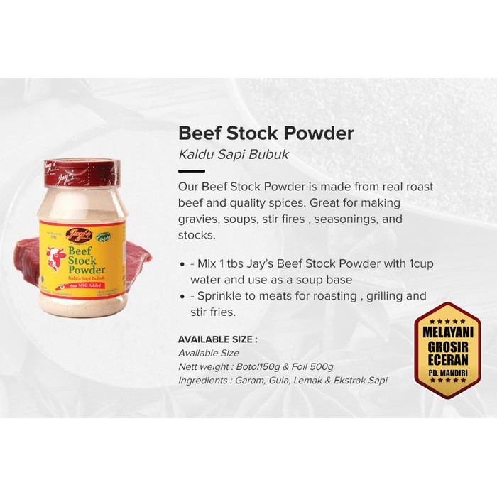

(Allthebest) JAY'S BEEF STOCK POWDER 150 GR / KALDU SAPI BUBUK / NON MSG