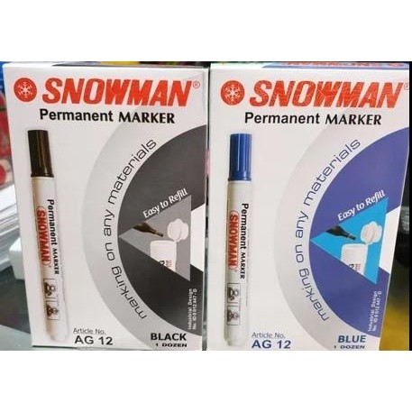 

ID SNOWMAN SPIDOL PERMANENT MARKER AG 12 (ISI 12) - HITAM ATAU BIRU