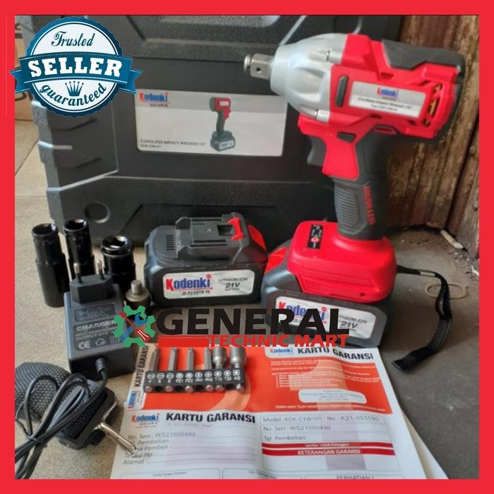Terhemat Brushless Impact Wrench Cordless Kodenki Ciw101 Baterai Charger