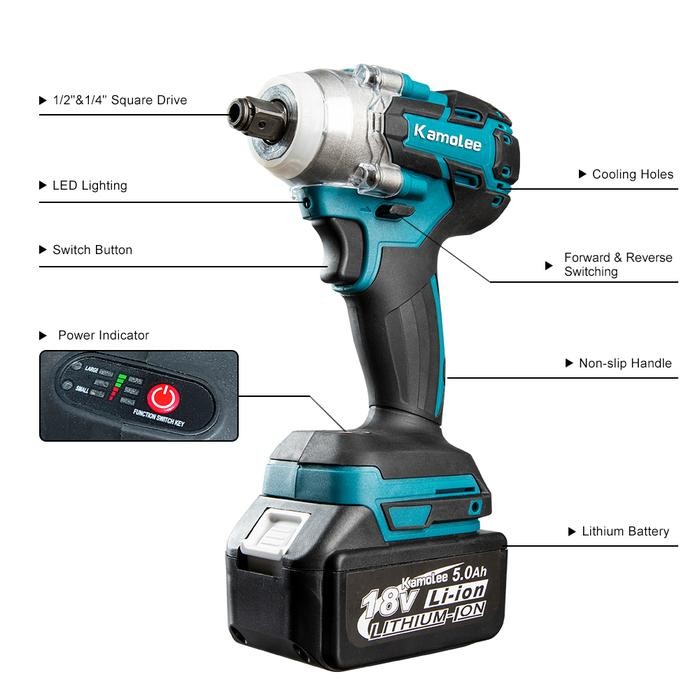 Laris Kamolee - Cordless Electric Impact Wrench - Cordless Impact Wrench Brushless 520N.M -