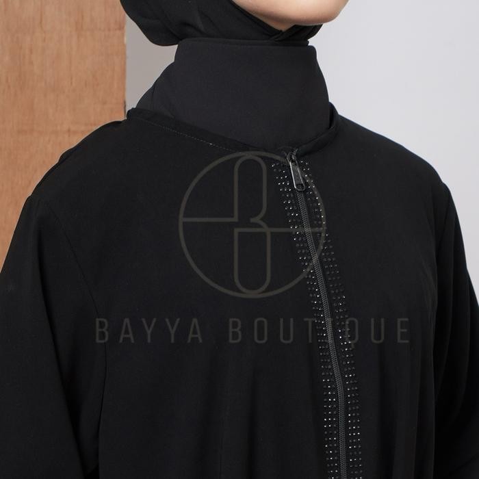 Abaya Saudi Premium Zipper Black Gamis Dubai Wanita Dress Pesta Abaya Mewah Dress Mewah Abaya Warna