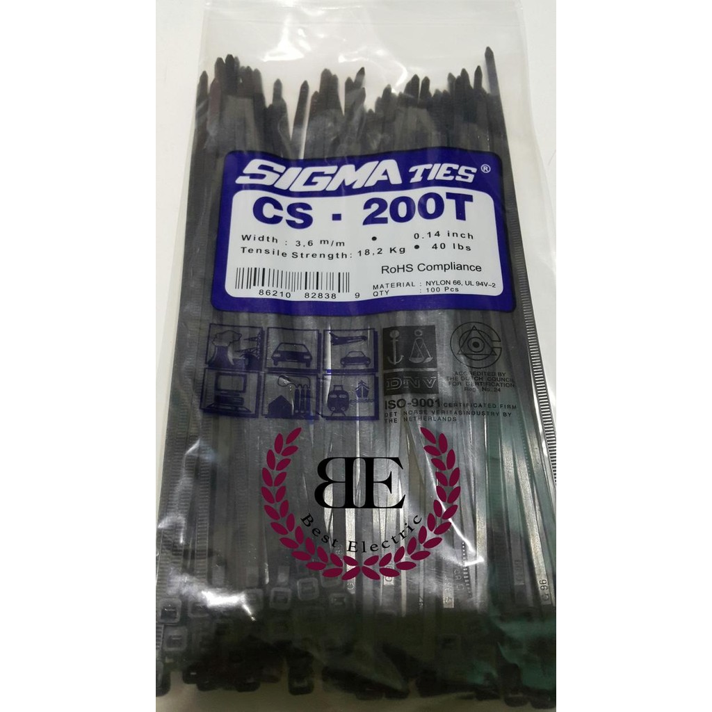 

ID KABEL TIES / KABEL TIS / CABLE TIE CS 200 T HITAM 20 CM SIGMA CS200T
