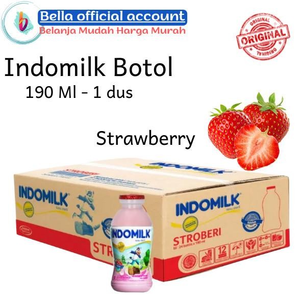 

Susu Indomilk Botol rasa Strawberry 190ml - 1 Dus isi 24 pcs
