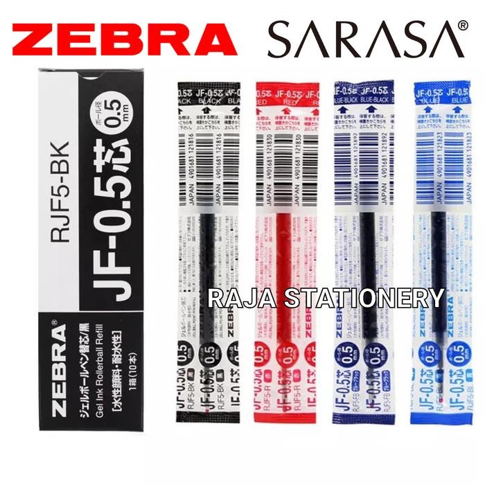 

New Zebra REFILL Sarasa Gel Pen JF 0.5 0.7 Black Blue Red Green / Isi Ulang Pen Sarasa Hitam Biru